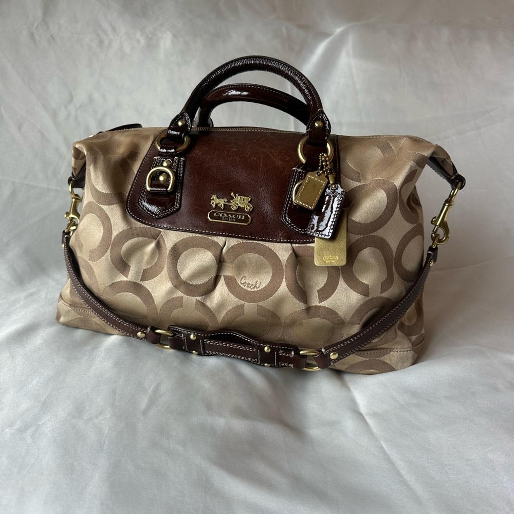 Coach Signature Brown and Tan Satchel